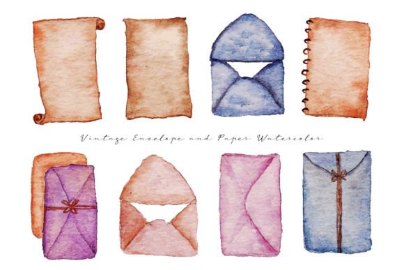 Aesthetic Vintage Envelope Watercolor Illustrations