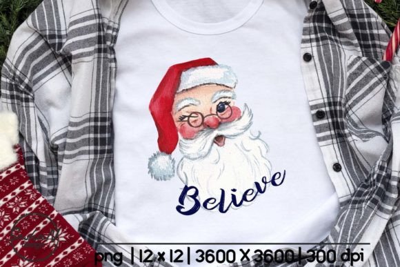 Believe Png, Watercolor Santa Sublimate: Festive Illustrations for Holiday Crafts