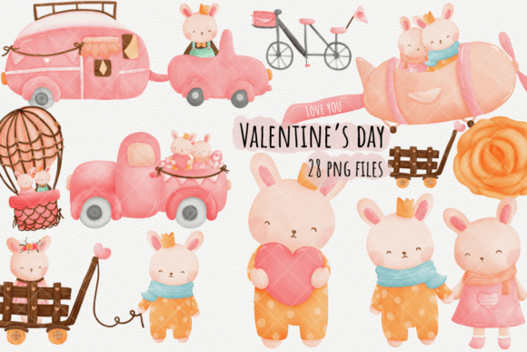 Bunny Valentine’s Day Clipart Watercolor: A Sweet Touch for Crafting & Handmade Illustrations