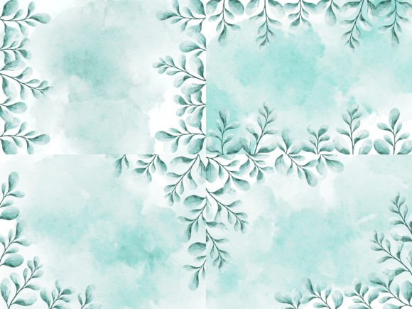 Green Leaf Watercolor Background & Illustrations