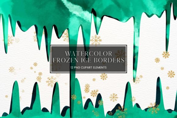 Green Watercolour Icicle Border: A Fresh Illustration for Local Branding and Packaging
