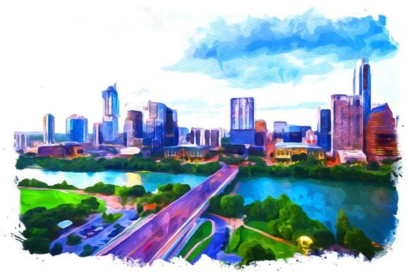 Houston U.S.a. Watercolor: A Versatile Illustration for Crafters & Etsy Sellers