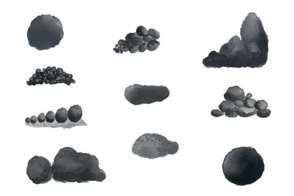 Illustration of Black Watercolor Stone: A Versatile Graphic Design Asset for Crafters and Etsy Sellers