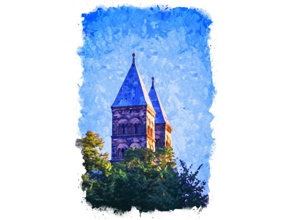 Lund Sweden Unique Watercolor Illustrations