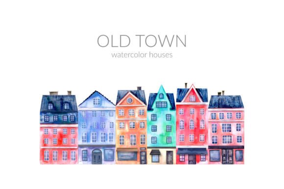 Old Town Watercolor Houses Illustrations: A Designer’s Review for Local Branding Projects