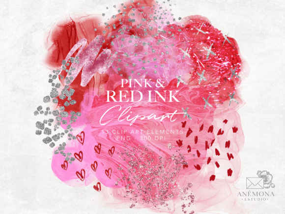 Pink and Red Watercolor Smudges Clipart Review