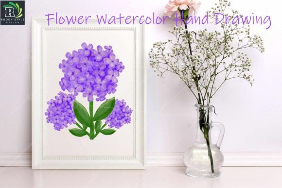 Purple Flower Bouquet Watercolor Clipart & Illustrations