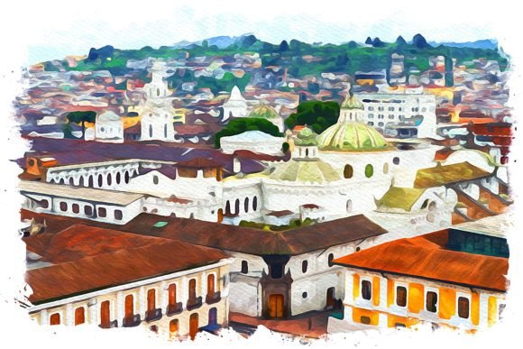 Quito South America Watercolor Illustrations for Modern Branding