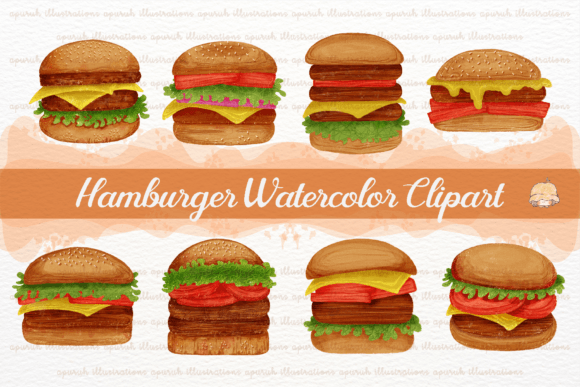Refreshing Visuals with Hamburger Watercolor Illustration