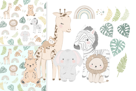 Safari Jungle Animals Watercolor Illustrations for Crafters & Handmade Sellers