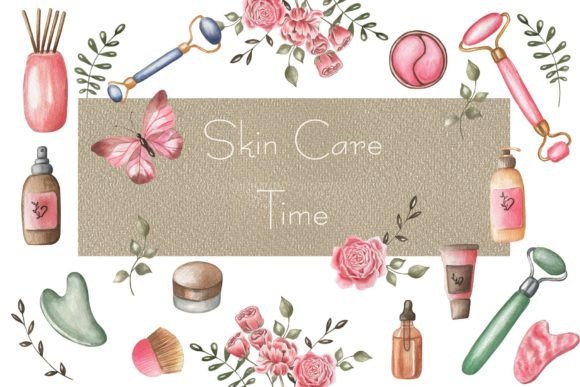 Skin Care Watercolor Illustrations Collection