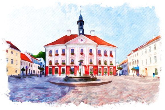 Tartu Estonia Exquisite Watercolor Illustrations for Modern Branding