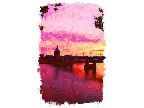 Toulouse France Unique Watercolor Illustrations