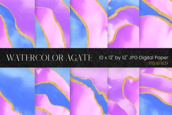 Watercolor Agate Digital Paper Review