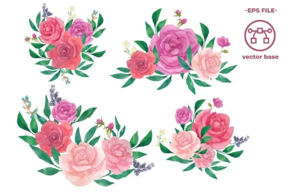 Watercolor Flower Rose Bouquet Illustrations for Crafters & Handmade Sellers
