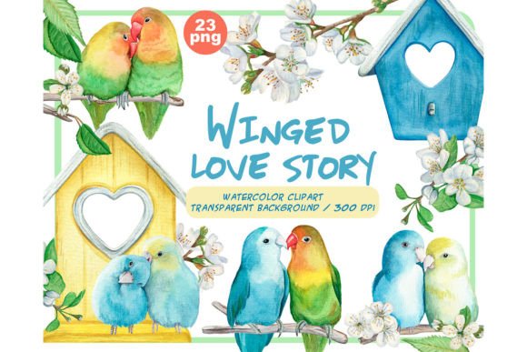 Watercolor Lovebirds Clipart Set: Illustrations Review