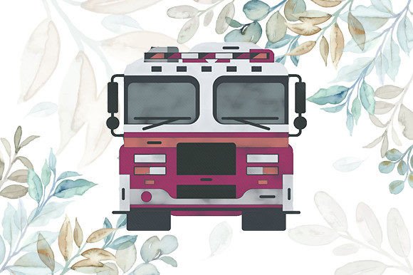 Watercolor Truck Front View Illustrations
